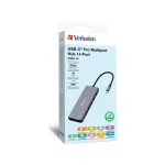 Verbatim USB-C Pro CMH-14 USB-C Docking Station με HDMI 4K PD Ethernet και σύνδεση 3 Οθονών Γκρι - Image 4