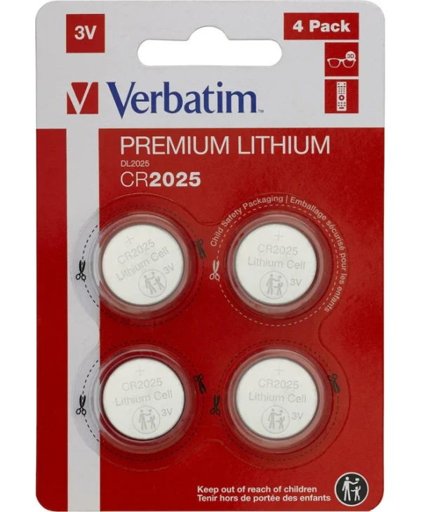 Verbatim Premium Lithium Μπαταρίες Ρολογιών CR2025 3V 4τμχ