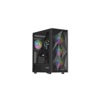 Natec Diaxid 605 Gaming Midi Tower Κουτί Υπολογιστή με Πλαϊνό Παράθυρο και RGB Φωτισμό Μαύρο