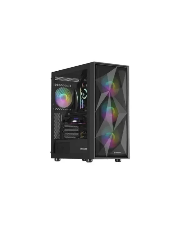 Natec Diaxid 605 Gaming Midi Tower Κουτί Υπολογιστή με Πλαϊνό Παράθυρο και RGB Φωτισμό Μαύρο