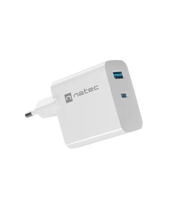 Natec Φορτιστής Χωρίς Καλώδιο GaN με Θύρα USB-A και Θύρα USB-C 65W Λευκός (NUC-2144) NUC-2144