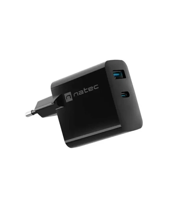 Natec Φορτιστής Χωρίς Καλώδιο GaN με Θύρα USB-A και Θύρα USB-C 45W Power Delivery Μαύρος (NUC-2143) NUC-2143
