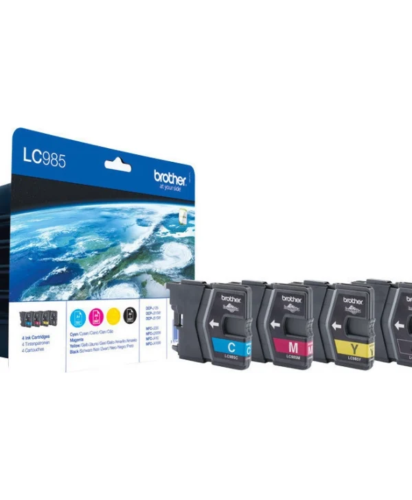 Brother LC985 Γνήσιο Πακέτο 4 Μελανιών Εκτυπωτή InkJet Κίτρινο / Κυανό / Ματζέντα / Μαύρο (LC-985VALBP)