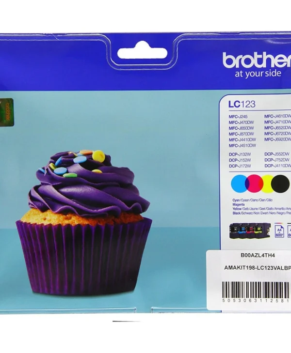 Brother LC123 Γνήσιο Πακέτο 4 Μελανιών Εκτυπωτή InkJet Κίτρινο / Κυανό / Ματζέντα / Μαύρο (LC-123VALBP)