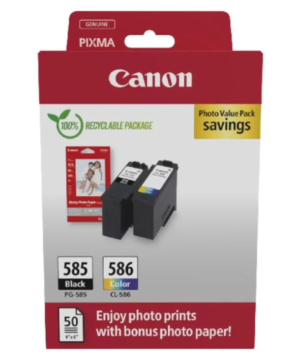 Canon PG-585 / CL-586 Γνήσιο Photo Value Pack με 2 Μελάνια Εκτυπωτή InkJet Πολλαπλό (Color) / Μαύρο (6205C005)