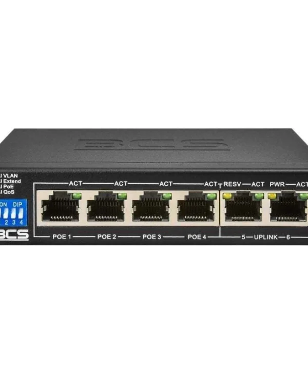 BCS BCS-B-SP0402 Unmanaged L2 PoE+ Switch με 6 Θύρες Ethernet