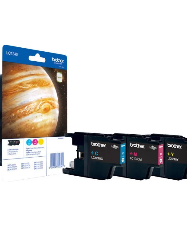 Brother LC1240 Γνήσιο Πακέτο 3 Μελανιών Εκτυπωτή InkJet Κίτρινο / Κυανό / Ματζέντα (LC-1240RBWBPDR)