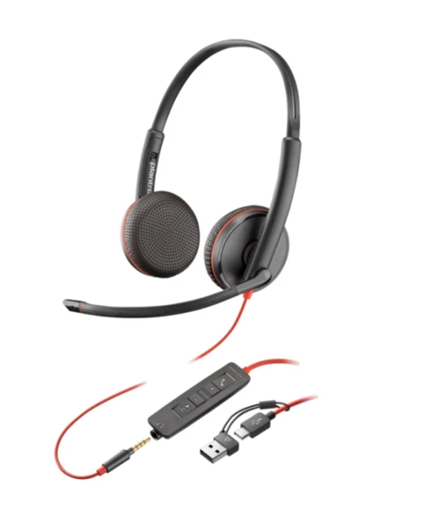 Poly Blackwire 3225 Bulk On Ear Multimedia Ακουστικά με μικρόφωνο και σύνδεση 3.5mm Jack / USB-A / USB-C