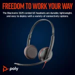 Poly Blackwire 3225 Bulk On Ear Multimedia Ακουστικά με μικρόφωνο και σύνδεση 3.5mm Jack / USB-A / USB-C - Image 2