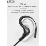 Savio WE-03 In-ear Bluetooth Handsfree Ακουστικά με Αντοχή στον Ιδρώτα Μαύρα WE-03 - Image 4