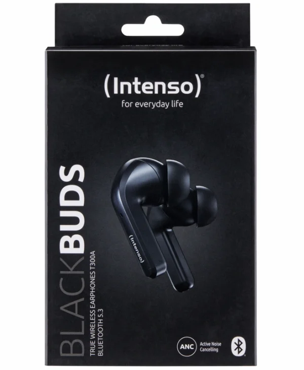 Intenso Black Buds T300a Bluetooth Handsfree Ακουστικά με Θήκη Φόρτισης Μαύρα
