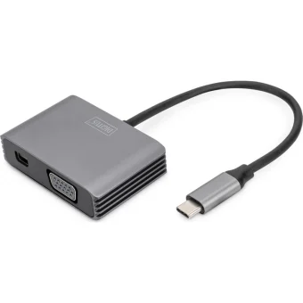Digitus Μετατροπέας USB-C male σε VGA / mini DisplayPort female Γκρι 1τμχ DA-70825 DA-70825
