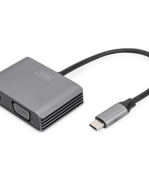 Digitus Μετατροπέας USB-C male σε VGA / mini DisplayPort female Γκρι 1τμχ DA-70825 DA-70825
