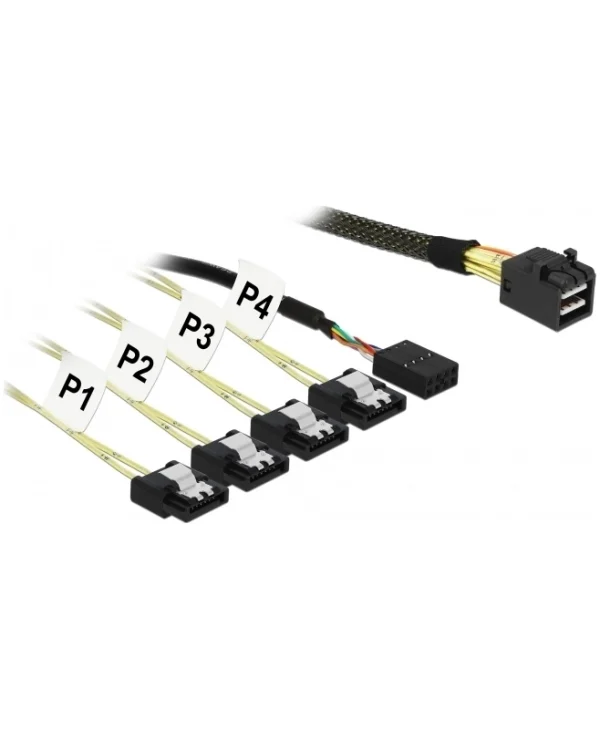 DeLock Mini SAS - 4x 7-Pin SATA II / 8 pin Cable 1m Πράσινο (85732) 85732
