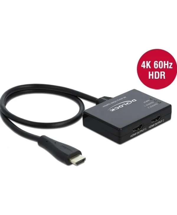 DeLock 1 in > 2 out 4K 60Hz HDMI Splitter 87747 87747