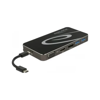 DeLock USB-C Docking Station με HDMI/DisplayPort 4K PD και συνδεση 3 Οθονών Μαύρο (87773) 87773