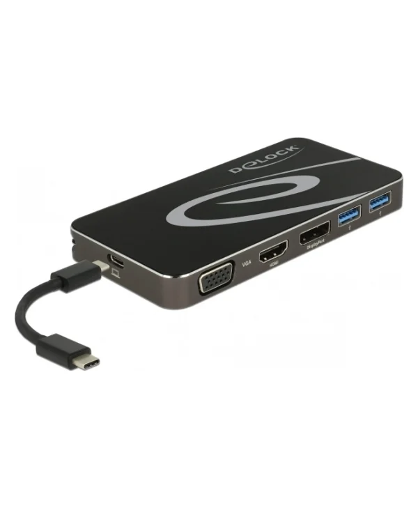 DeLock USB-C Docking Station με HDMI/DisplayPort 4K PD και συνδεση 3 Οθονών Μαύρο (87773) 87773