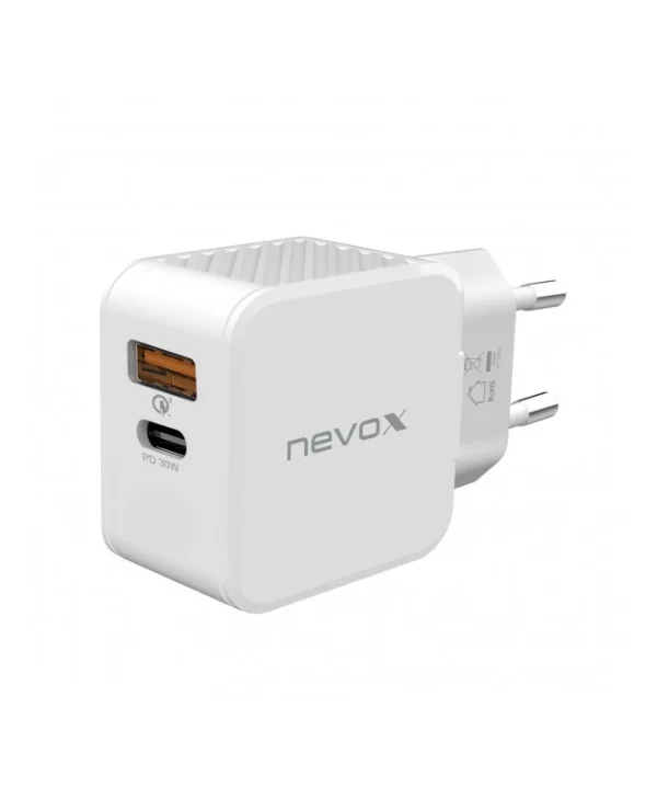 Nevox Φορτιστής Χωρίς Καλώδιο με Θύρα USB-A και Θύρα USB-C 30W Power Delivery / Quick Charge 3.0 Λευκός (2009) 2009