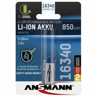 Ansmann Akku Επαναφορτιζόμενη Μπαταρία 16340 Li-ion 850mAh 3.6V 1τμχ 1300-0017 1300-0017