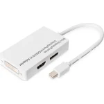 Digitus Μετατροπέας mini DisplayPort male σε DVI-D / DisplayPort / HDMI female Λευκό 1τμχ DB-340509-002-W DB-340509-002-W