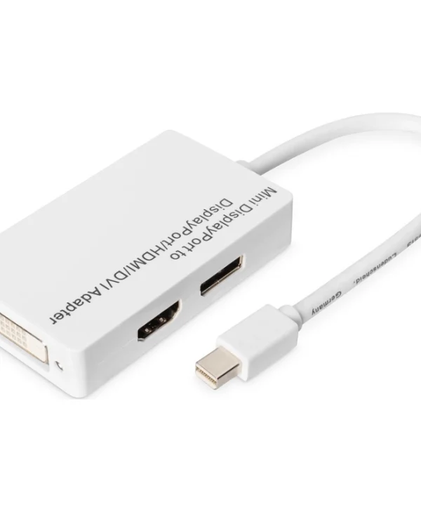 Digitus Μετατροπέας mini DisplayPort male σε DVI-D / DisplayPort / HDMI female Λευκό 1τμχ DB-340509-002-W DB-340509-002-W