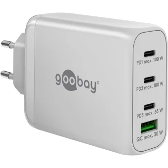 Goobay Φορτιστής Χωρίς Καλώδιο με Θύρα USB-A και 3 Θύρες USB-C 100W Power Delivery / Quick Charge 3.0 Λευκός (65556) 65556