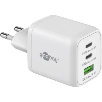 Goobay Φορτιστής Χωρίς Καλώδιο με Θύρα USB-A και 2 Θύρες USB-C 65W Power Delivery Λευκός (64754) 64754