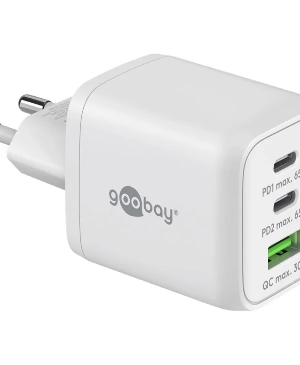 Goobay Φορτιστής Χωρίς Καλώδιο με Θύρα USB-A και 2 Θύρες USB-C 65W Power Delivery Λευκός (64754) 64754