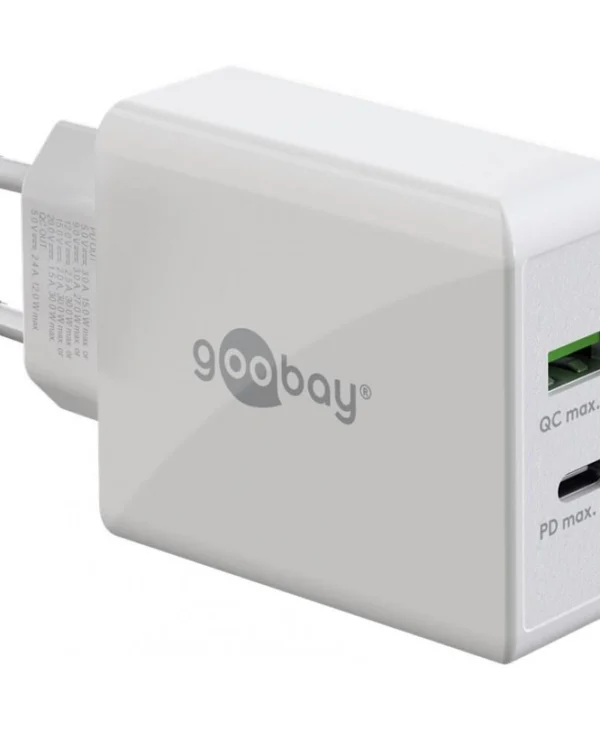 Goobay Φορτιστής Χωρίς Καλώδιο με Θύρα USB-A και Θύρα USB-C 30W Power Delivery Λευκός (61674) 61674