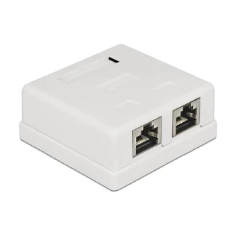 DeLock Διπλή Εξωτερική Πρίζα Δικτύου RJ45 Τύπου Cat6 σε Λευκό Χρώμα 86269 86269