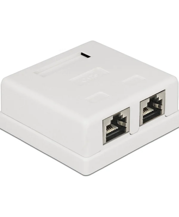 DeLock Διπλή Εξωτερική Πρίζα Δικτύου RJ45 Τύπου Cat6 σε Λευκό Χρώμα 86269 86269