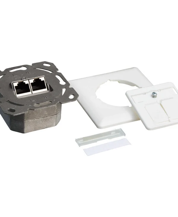 LogiLink Διπλή Πρίζα Δικτύου RJ45 με Πλαίσιο σε Λευκό Χρώμα NP0123 NP0123