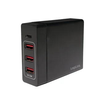 LogiLink Βάση Φόρτισης με 3 Θύρες USB-A και Θύρα USB-C 72W Power Delivery σε Μαύρο χρώμα (PA0122) PA0122