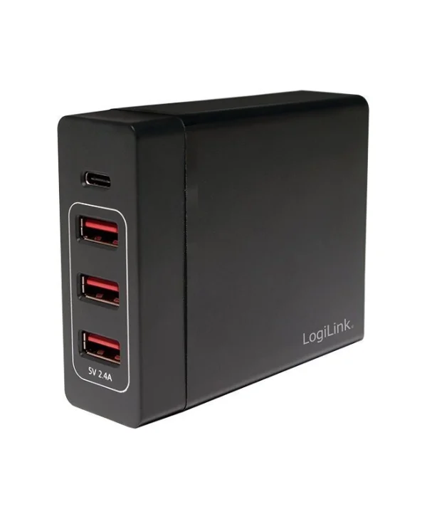 LogiLink Βάση Φόρτισης με 3 Θύρες USB-A και Θύρα USB-C 72W Power Delivery σε Μαύρο χρώμα (PA0122) PA0122