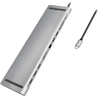 LogiLink USB-C Docking Station με HDMI 4K PD Ethernet και συνδεση 2 Οθονών Ασημί (UA0373) UA0373