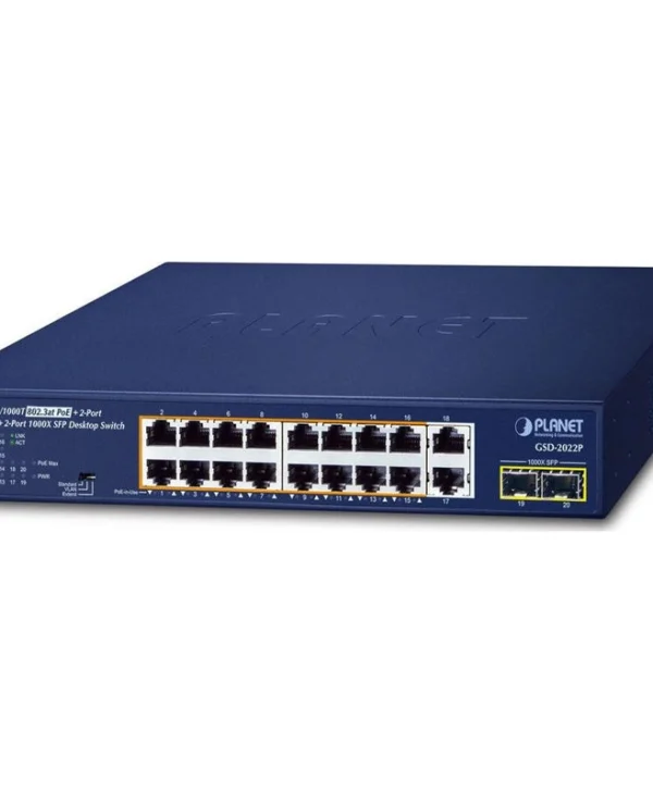 Planet GSD-2022P Unmanaged L2 PoE+ Switch με 16 Θύρες Gigabit (1Gbps) Ethernet GSD-2022P