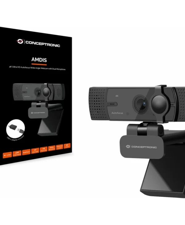 Conceptronic AMDIS08B Web Camera 4K με Autofocus AMDIS08B