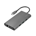 LogiLink USB-C Docking Station με HDMI 4K PD Ethernet και συνδεση 2 Οθονών Ασημί (UA0383) UA0383