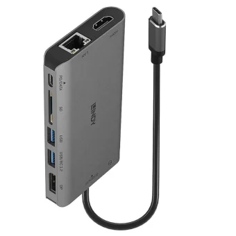 Lindy USB-C Docking Station με HDMI/DisplayPort 4K PD Ethernet και συνδεση 2 Οθονών Γκρι (43323) 43323