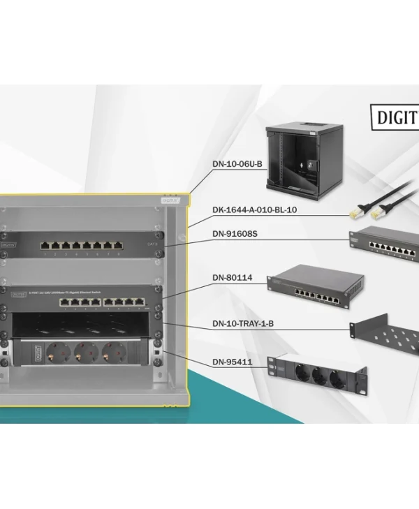Digitus Επιτοίχια Καμπίνα Rack 6U 30x30x30cm Μαύρο DN-10-SET-1-B DN-10-SET-1-B
