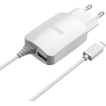 2GO Φορτιστής με Ενσωματωμένο Καλώδιο με Θύρα USB-A Lightning Λευκός (797166) 797166