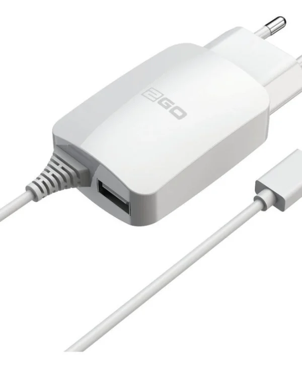 2GO Φορτιστής με Ενσωματωμένο Καλώδιο με Θύρα USB-A Lightning Λευκός (797166) 797166
