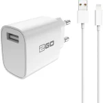 2GO Φορτιστής με Θύρα USB-A και Καλώδιο Lightning Λευκός (797253) 797253