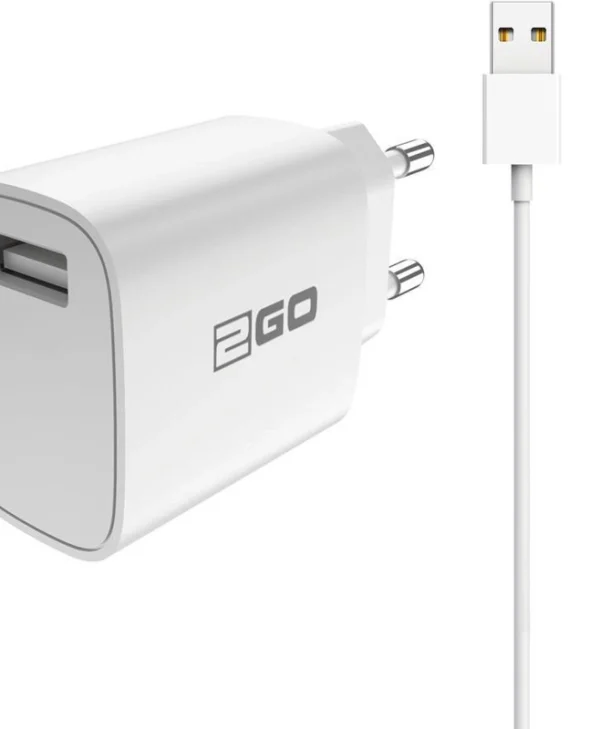 2GO Φορτιστής με Θύρα USB-A και Καλώδιο Lightning Λευκός (797253) 797253