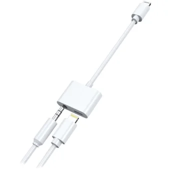 2GO Μετατροπέας Lightning male σε 3.5mm / Lightning 2x female Λευκό (797239) 797239