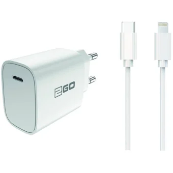 2GO Φορτιστής με Θύρα USB-C και Καλώδιο USB-C - Lightning 20W Λευκός (797277) 797277
