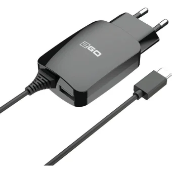 2GO Φορτιστής με Ενσωματωμένο Καλώδιο με Θύρα USB-A Lightning Μαύρος (797167) 797167
