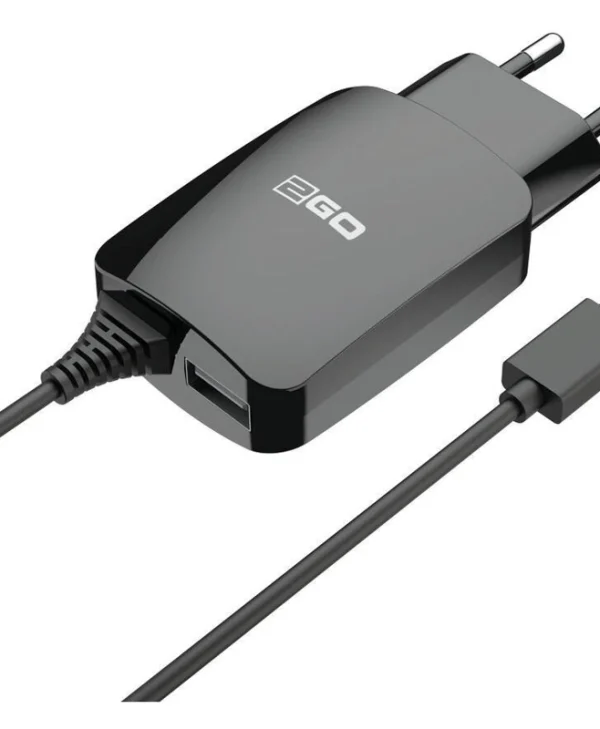 2GO Φορτιστής με Ενσωματωμένο Καλώδιο με Θύρα USB-A Lightning Μαύρος (797167) 797167