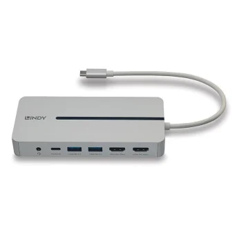 Lindy USB-C Docking Station με HDMI 4K PD Ethernet και συνδεση 2 Οθονών Γκρι (43360) 43360
