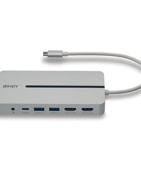 Lindy USB-C Docking Station με HDMI 4K PD Ethernet και συνδεση 2 Οθονών Γκρι (43360) 43360